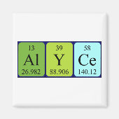 Aimant de nom de table périodique Alyce (Devant)