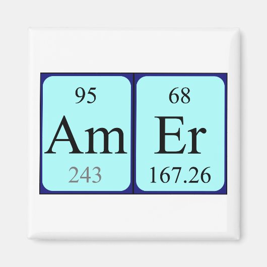 Aimant de nom de table périodique Amer (Devant)