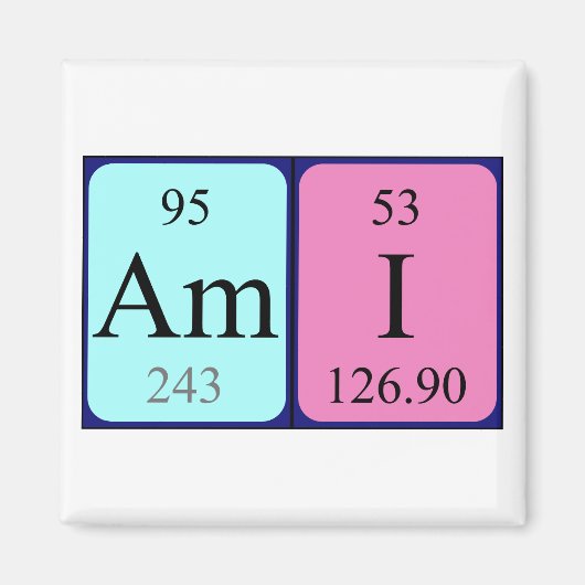 Aimant de nom de table périodique Ami (Devant)