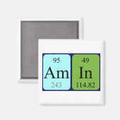 Aimant de nom de table périodique Amin (Recto/Verso)