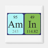 Aimant de nom de table périodique Amin (Devant)