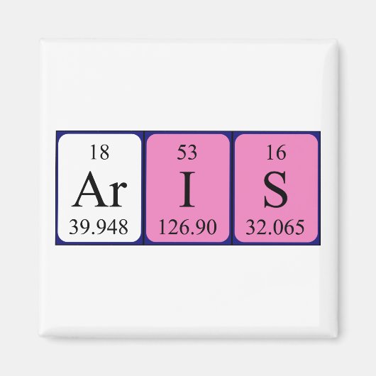 Aimant de nom de table périodique Aris (Devant)