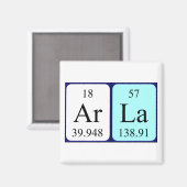Aimant de nom de table périodique Arla (Recto/Verso)