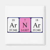 Aimant de nom de table périodique Arnar (Devant)