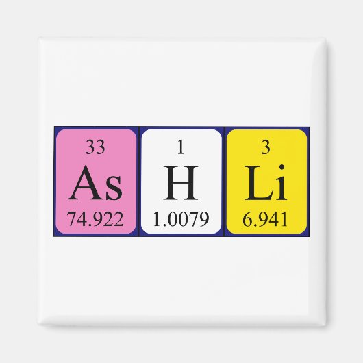 Aimant de nom de table périodique Ashli (Devant)