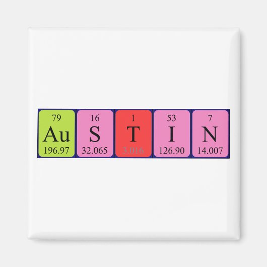 Aimant de nom de table périodique Austin (Devant)