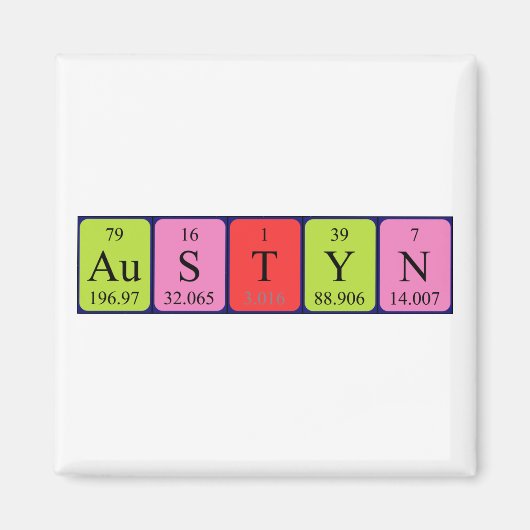 Aimant de nom de table périodique Austyn (Devant)