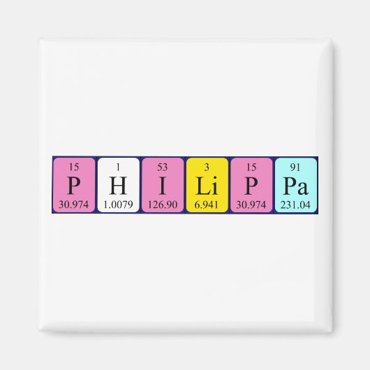 Aimant de nom de table périodique aux Philippines (Devant)