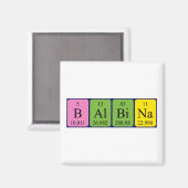 Aimant de nom de table périodique Balbina (Recto/Verso)