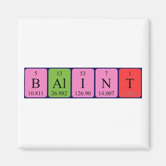 Aimant de nom de table périodique Bálint (Devant)