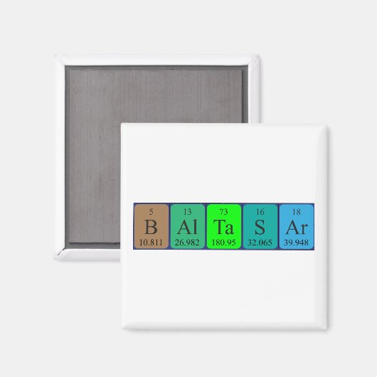 Aimant de nom de table périodique Baltasar (Recto/Verso)