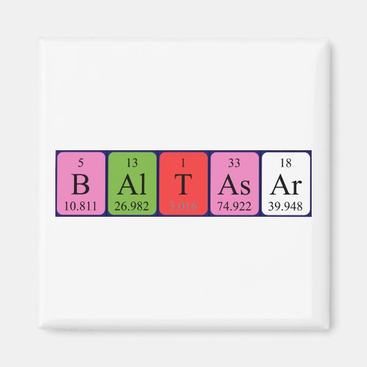 Aimant de nom de table périodique Baltasar (Devant)