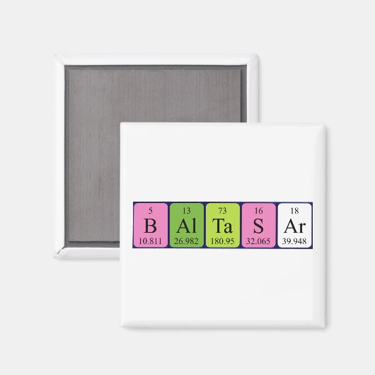 Aimant de nom de table périodique Baltasar (Recto/Verso)