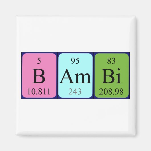 Aimant de nom de table périodique Bambi (Devant)