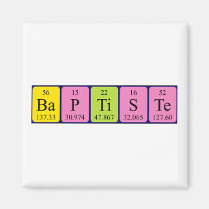 Aimant de nom de table périodique Baptiste