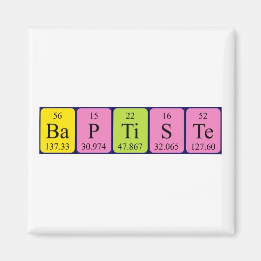 Aimant de nom de table périodique Baptiste (Devant)