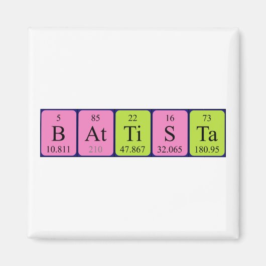 Aimant de nom de table périodique Battista (Devant)