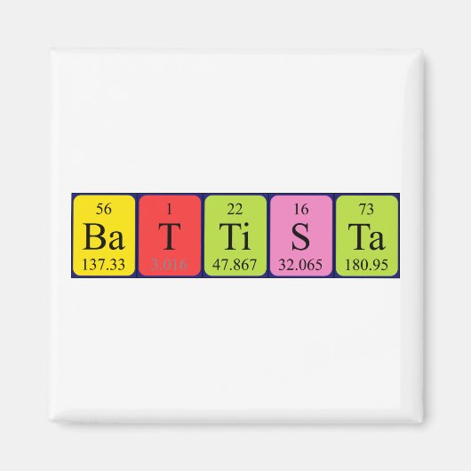 Aimant de nom de table périodique Battista (Devant)