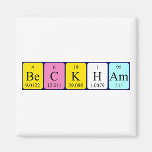 aimant de nom de table périodique Beckham