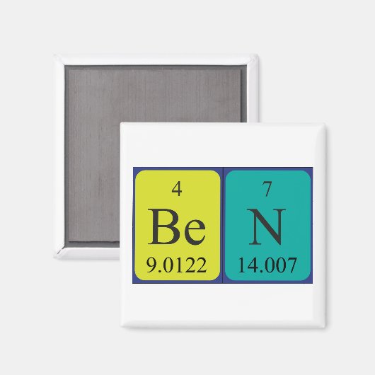 Aimant de nom de table périodique Ben (Recto/Verso)