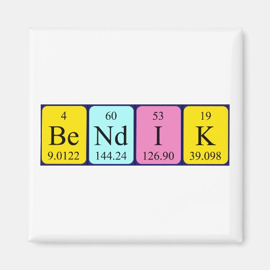 aimant de nom de table périodique Bendik (Devant)