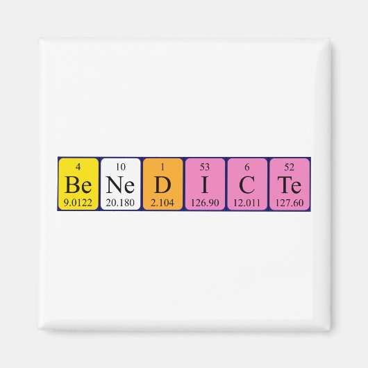 Aimant de nom de table périodique Bénédicte (Devant)