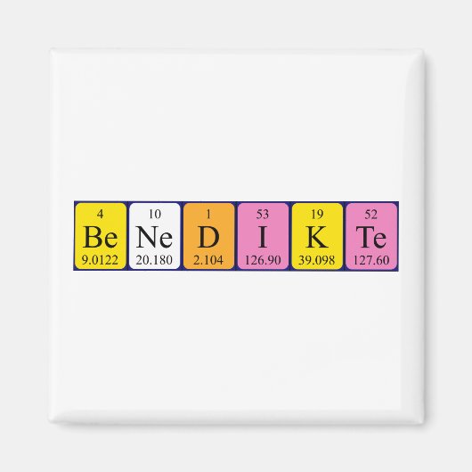 Aimant de nom de table périodique Benedikte (Devant)