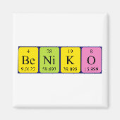 aimant de nom de table périodique Beniko (Devant)