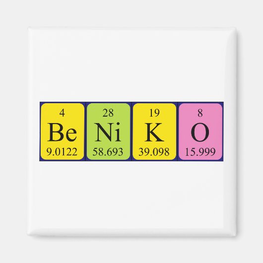 aimant de nom de table périodique Beniko (Devant)