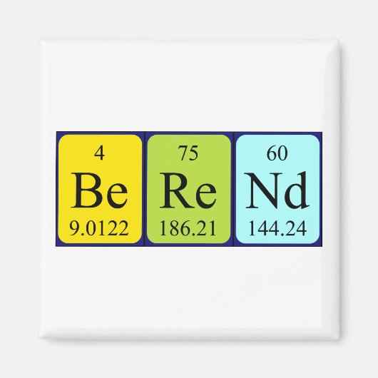 Aimant de nom de table périodique Berend (Devant)