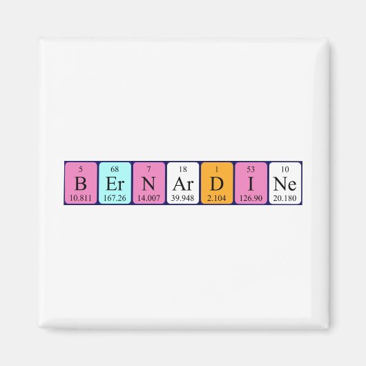 Aimant de nom de table périodique Bernardine (Devant)