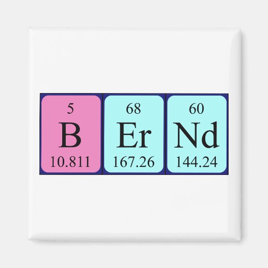 Aimant de nom de table périodique Bernd (Devant)