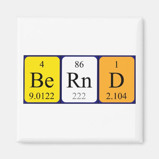 Aimant de nom de table périodique Bernd (Devant)