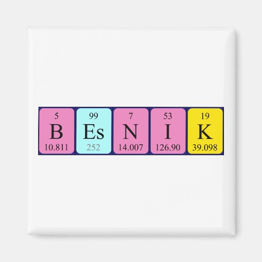 Aimant de nom de table périodique Besnik (Devant)