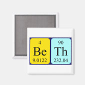 aimant de nom de table périodique Beth (Recto/Verso)