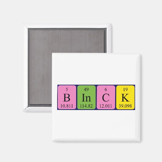 Aimant de nom de table périodique Binck (Recto/Verso)