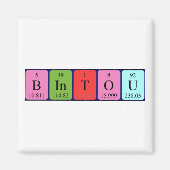 Aimant de nom de table périodique Bintou (Devant)