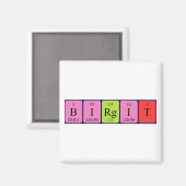 aimant de nom de table périodique Birgit (Recto/Verso)