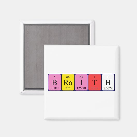 Aimant de nom de table périodique Braith (Recto/Verso)