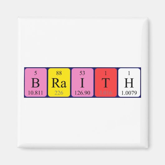 Aimant de nom de table périodique Braith (Devant)