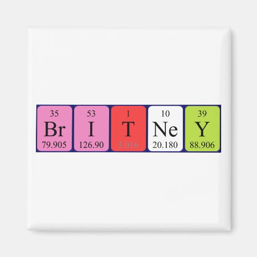 aimant de nom de table périodique Britney (Devant)
