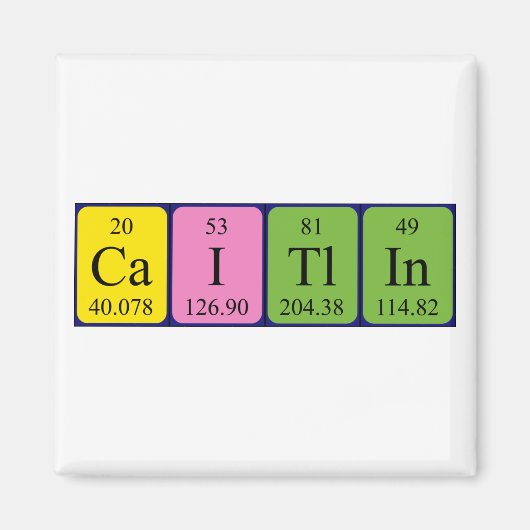 Aimant de nom de table périodique Caitlin (Devant)