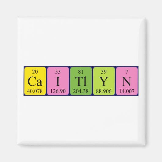 Aimant de nom de table périodique Caitlyn (Devant)