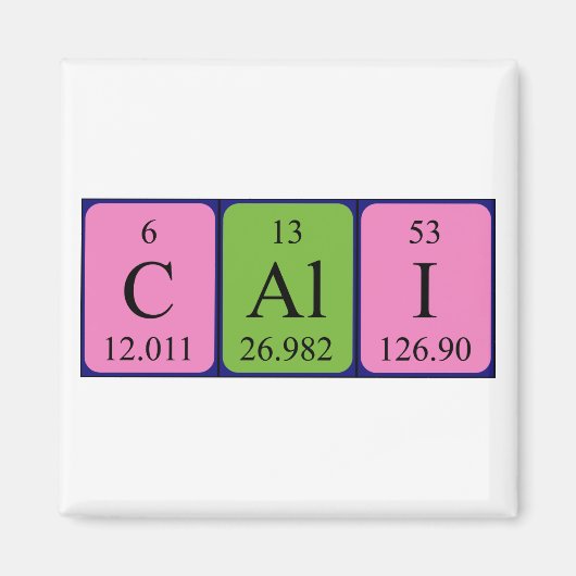 Aimant de nom de table périodique Cali (Devant)