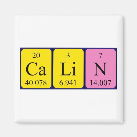 Aimant de nom de table périodique Calin (Devant)