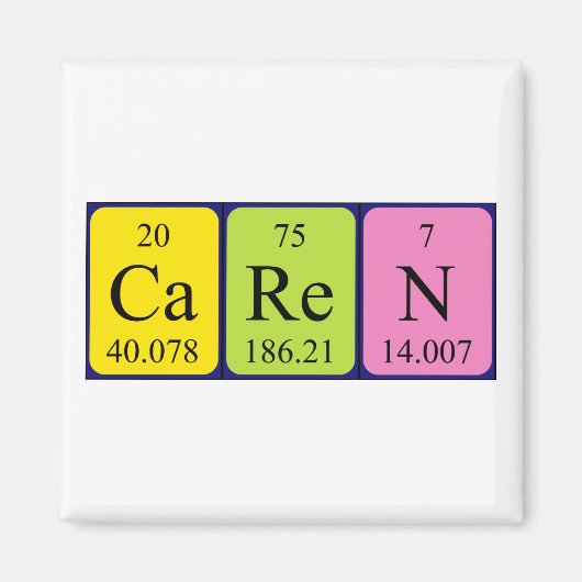 aimant de nom de table périodique Caren (Devant)