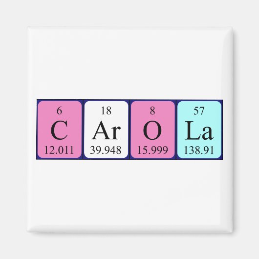 Aimant de nom de table périodique Carola (Devant)