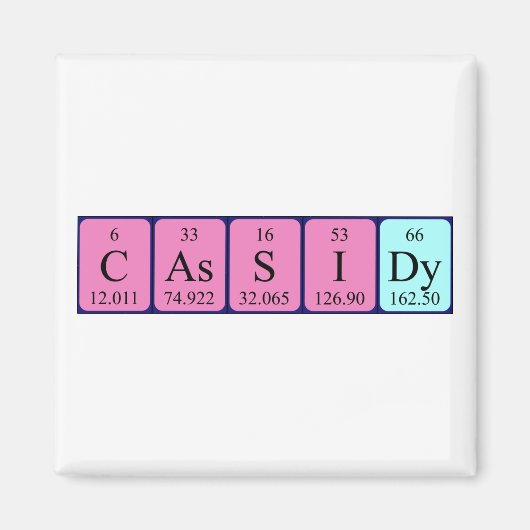 Aimant de nom de table périodique Cassidy (Devant)