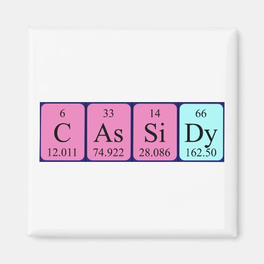 Aimant de nom de table périodique Cassidy (Devant)