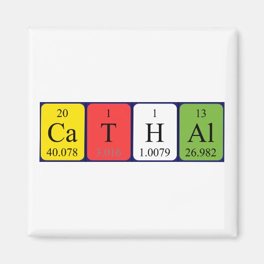 Aimant de nom de table périodique Cathal (Devant)